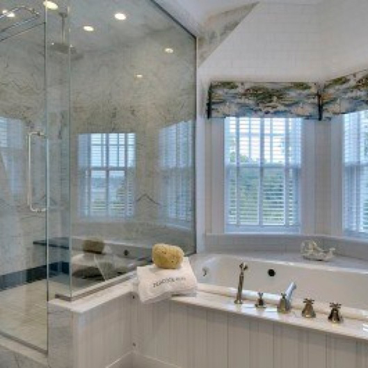 Custom design bathroom Cape Cod with freestanding tub